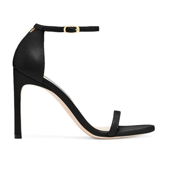 NEW IN BOX - Stuart Weitzman Nudistsong Black Nappa Heeled Sandals - 9.5 M